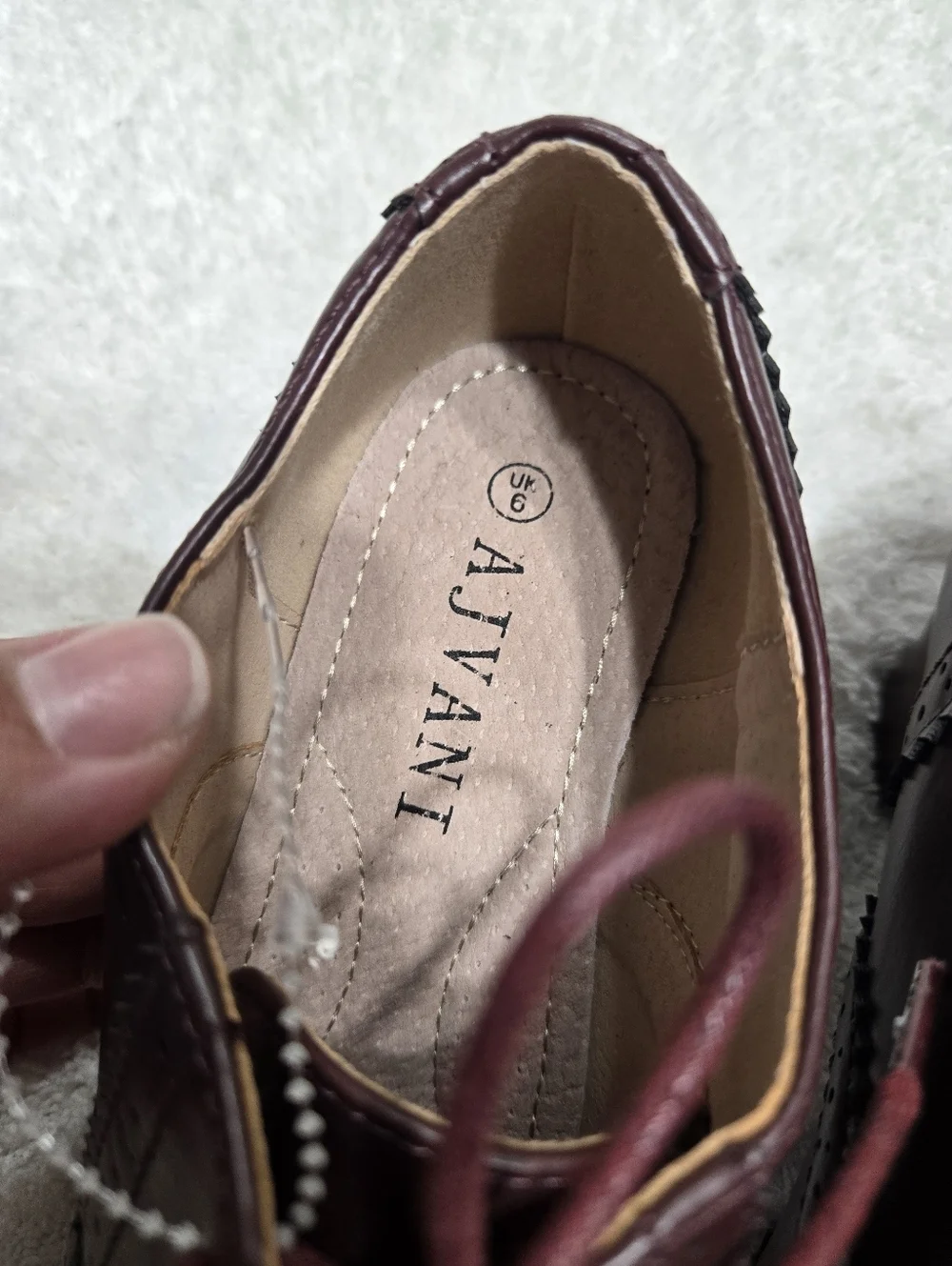 Ajvani Women's Mid Heel Cut Out Brogues Shoe Boots Size 39 Burgundy
